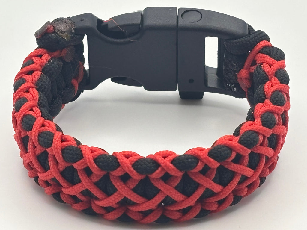 Handmade Stitched Cobra Knot Paracord Bracelet (Blk/Red) image 2