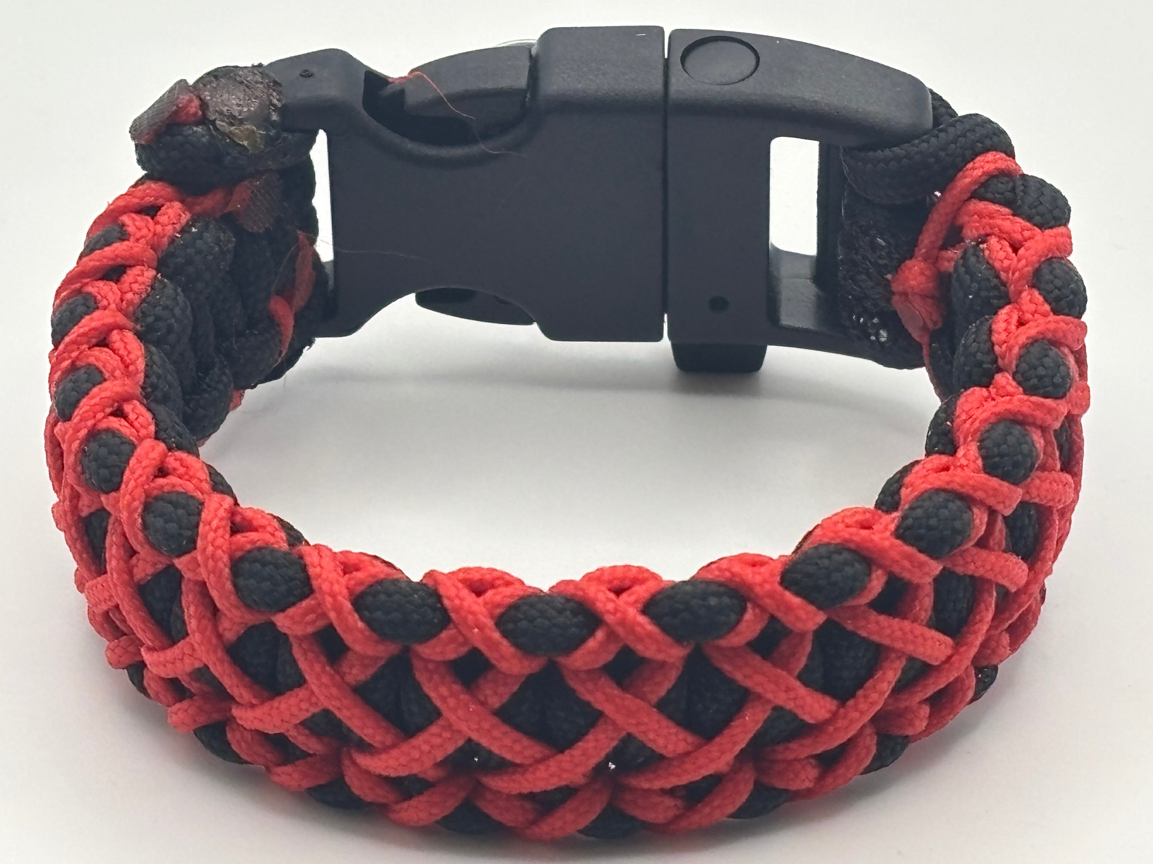Handmade Stitched Cobra Knot Paracord Bracelet (Blk/Red) image 2
