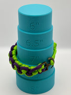 Handmade Half Hitch Knot Paracord Bracelet – Neon Green & Purple with Bronze Anc image 3