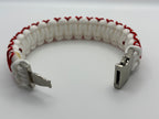 Handmade Stitched Cobra Knot Paracord Bracelet with Metal Clasp – Red & White image 2