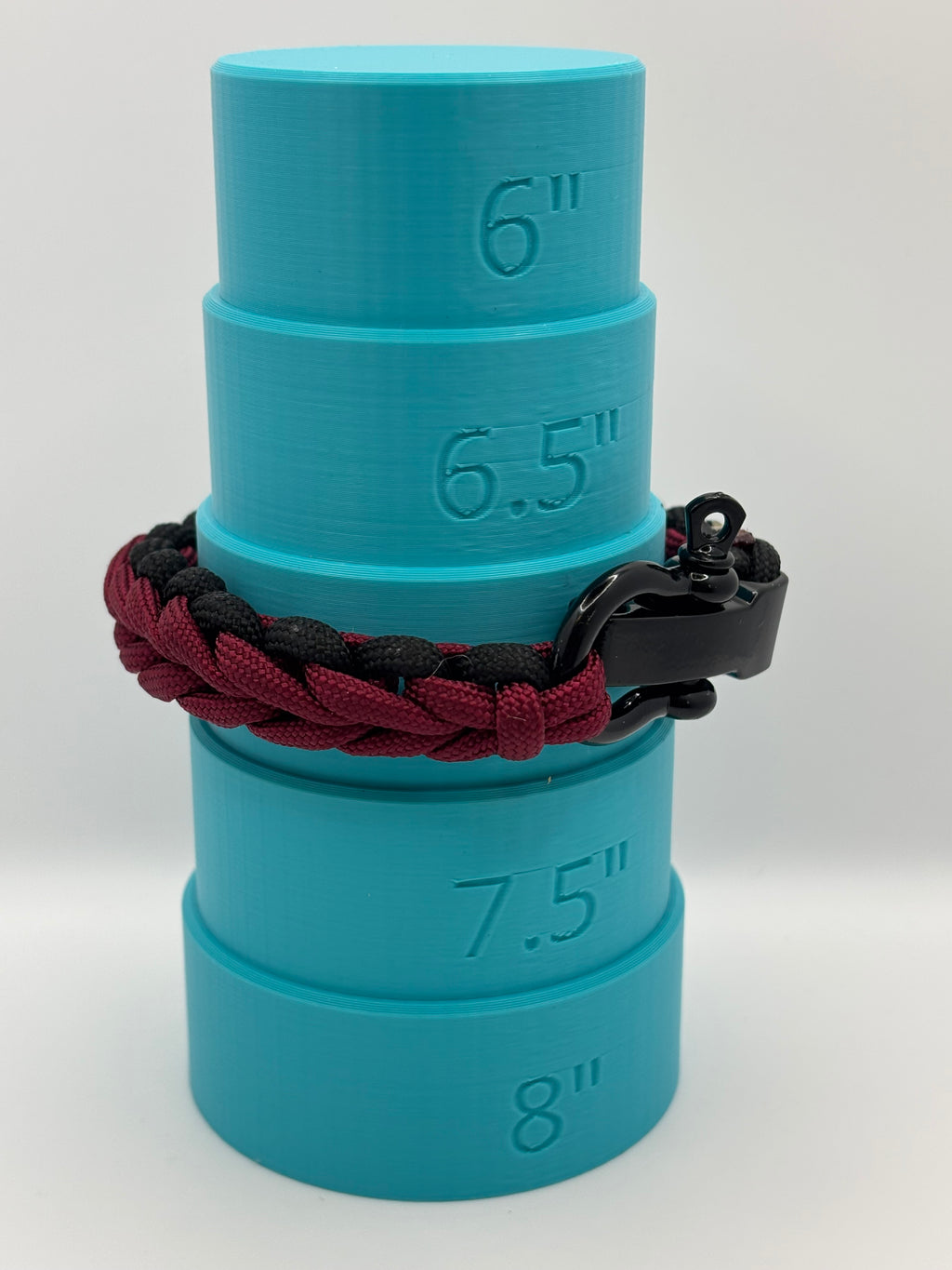 Waterfall Stitch Paracord Bracelet with Adjustable Clasp – Garnet & Black image 2