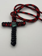 Handmade Cross with Marble Bead Paracord Necklace – Red & Black image 4