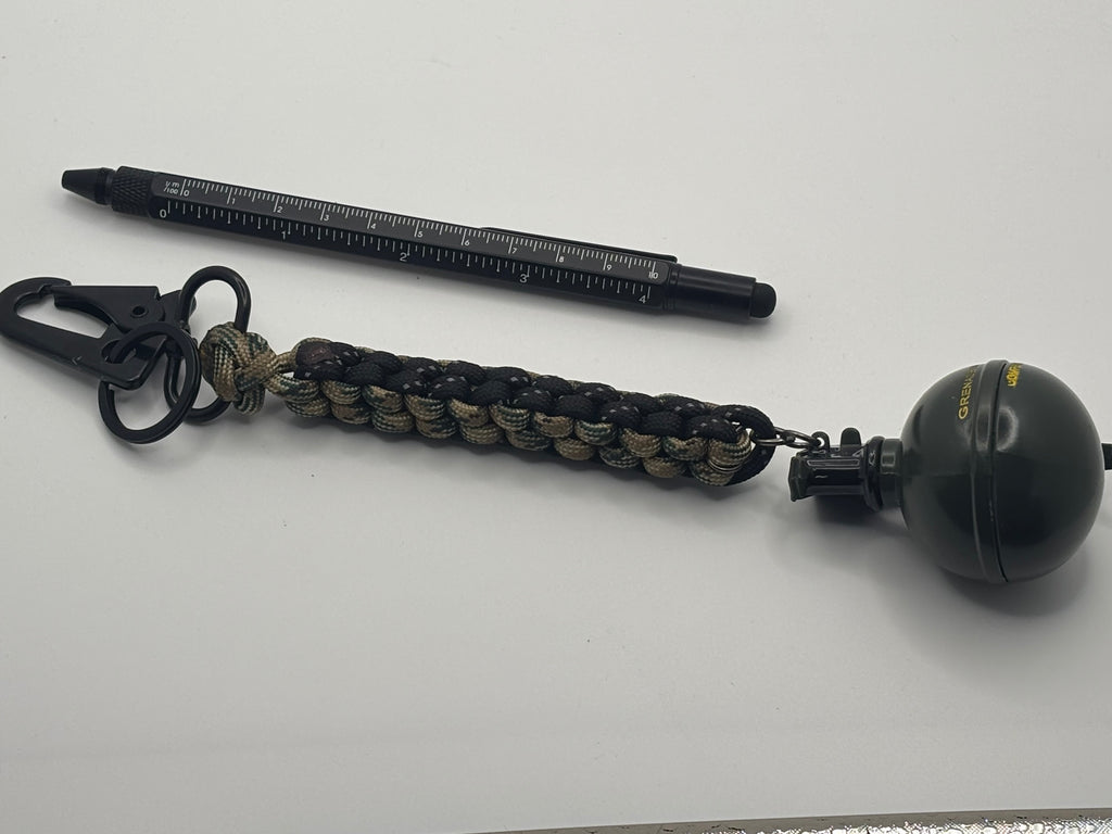 Handmade Square Knot Paracord Keychain with Grenade image 1
