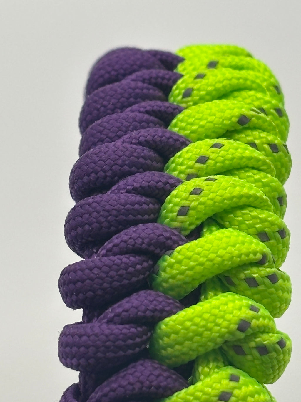 Handmade Paracord Mated Snake Bracelet (Purple/Neon Green) image 4