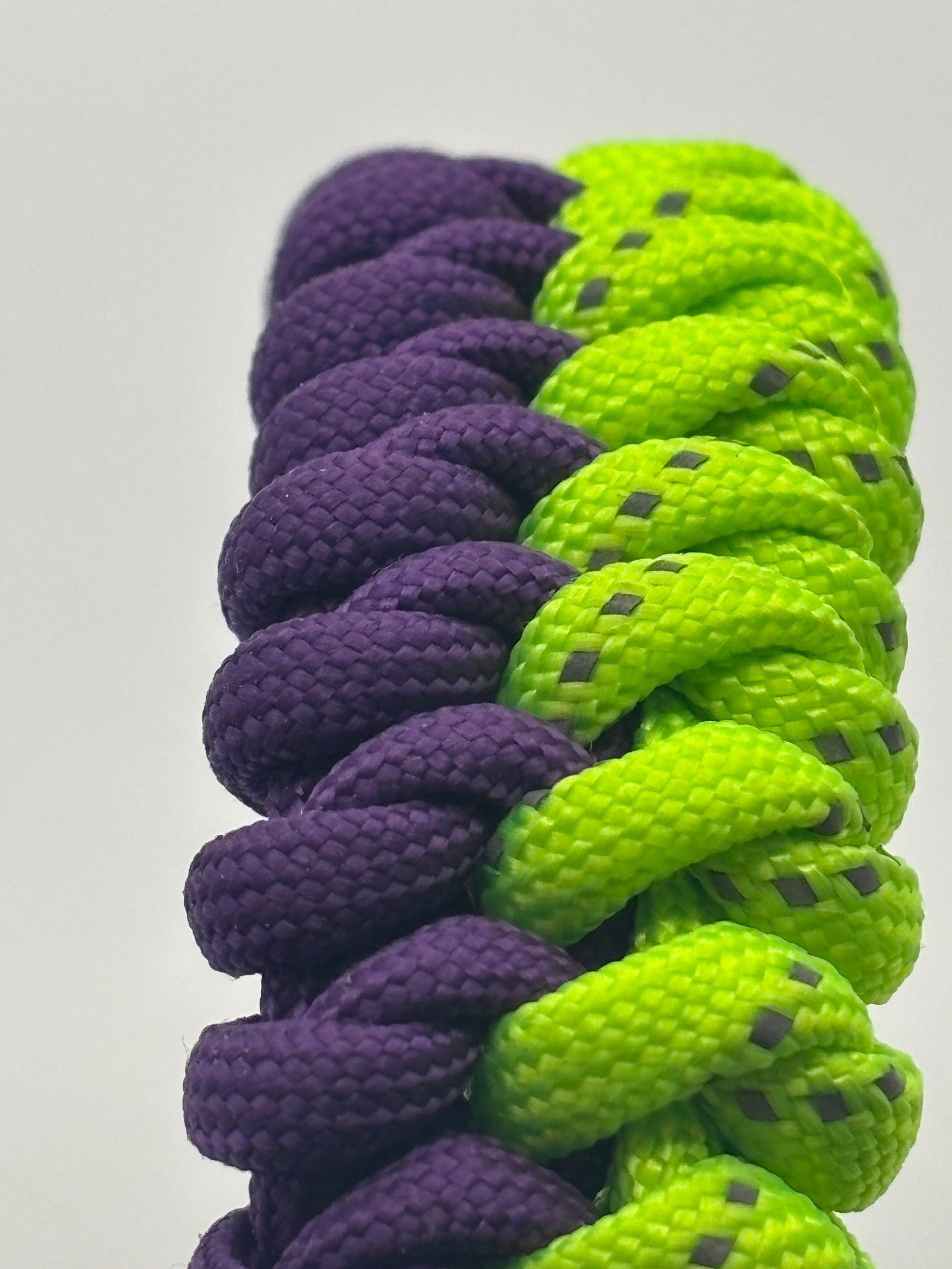 Handmade Paracord Mated Snake Bracelet (Purple/Neon Green) image 4