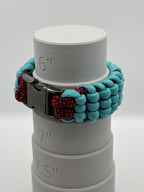 Handmade Track Knot Paracord Bracelet with Metal Clasp – Blue & Red image 5