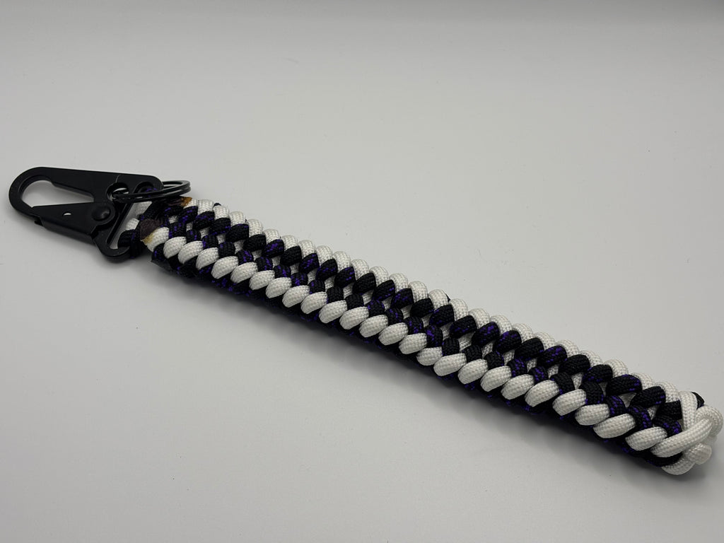 Handmade Sanctified Weave Paracord Keychain (Blk/Ppl/Wht) image 0