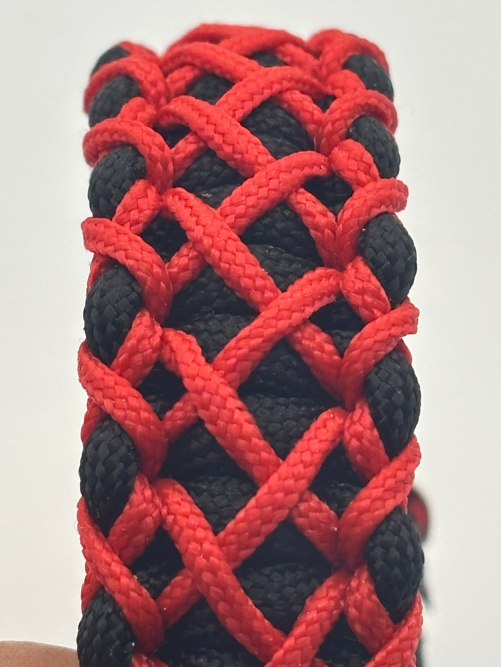 Handmade Stitched Cobra Knot Paracord Bracelet (Blk/Red) image 1