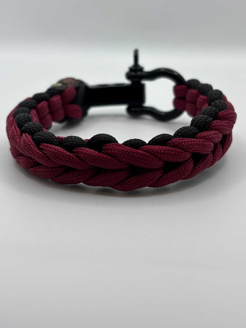 Waterfall Stitch Paracord Bracelet with Adjustable Clasp – Garnet & Black image 0