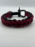 Waterfall Stitch Paracord Bracelet with Adjustable Clasp – Garnet & Black image 0