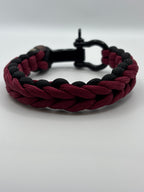 Waterfall Stitch Paracord Bracelet with Adjustable Clasp – Garnet & Black image 0