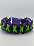 Handmade Crisscrossed Paracord Bracelet – Purple, Black & Neon Green image 0