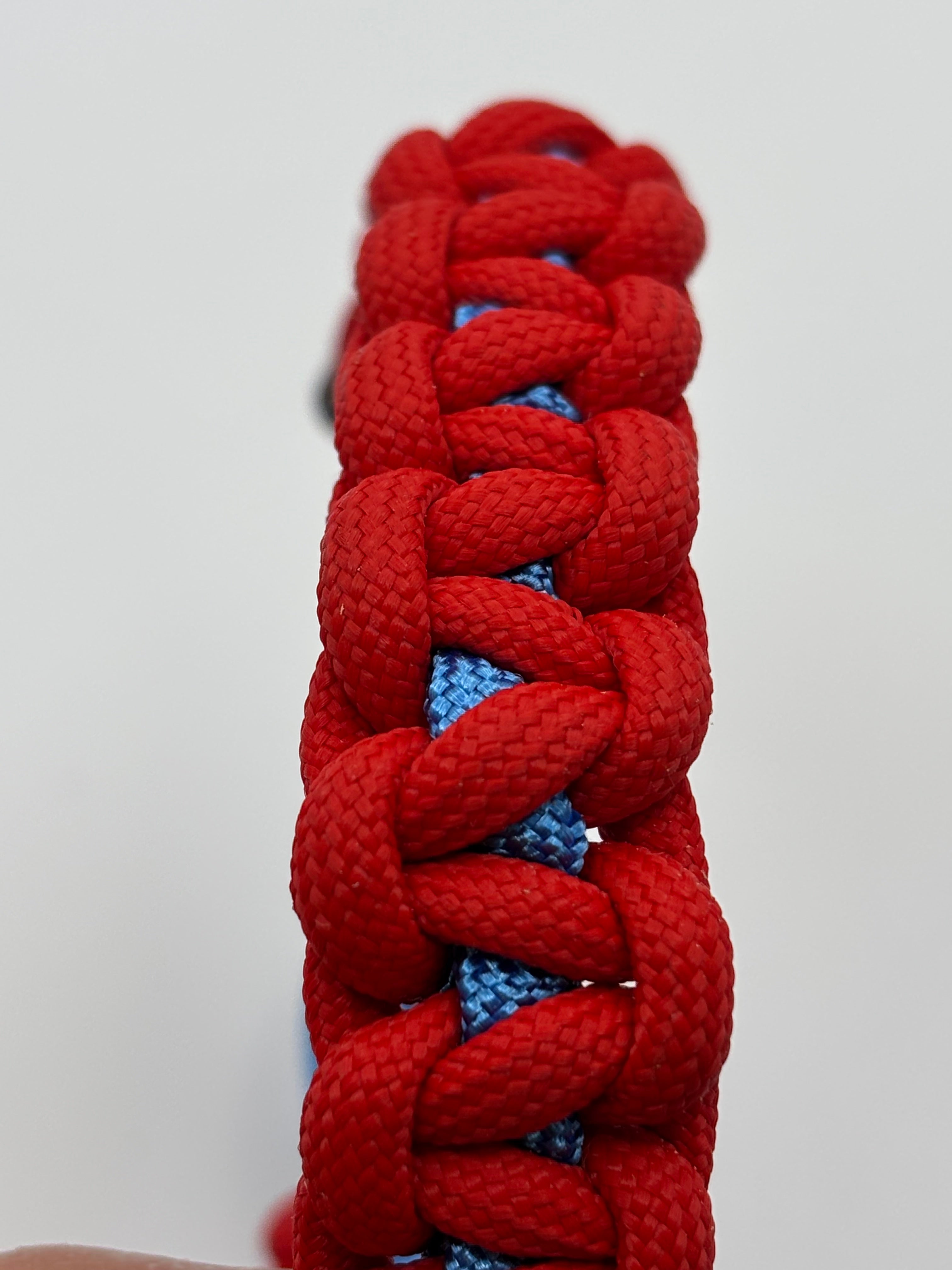 Handmade Adjustable Cobra Knot Paracord Bracelet (Red/Blue) image 3