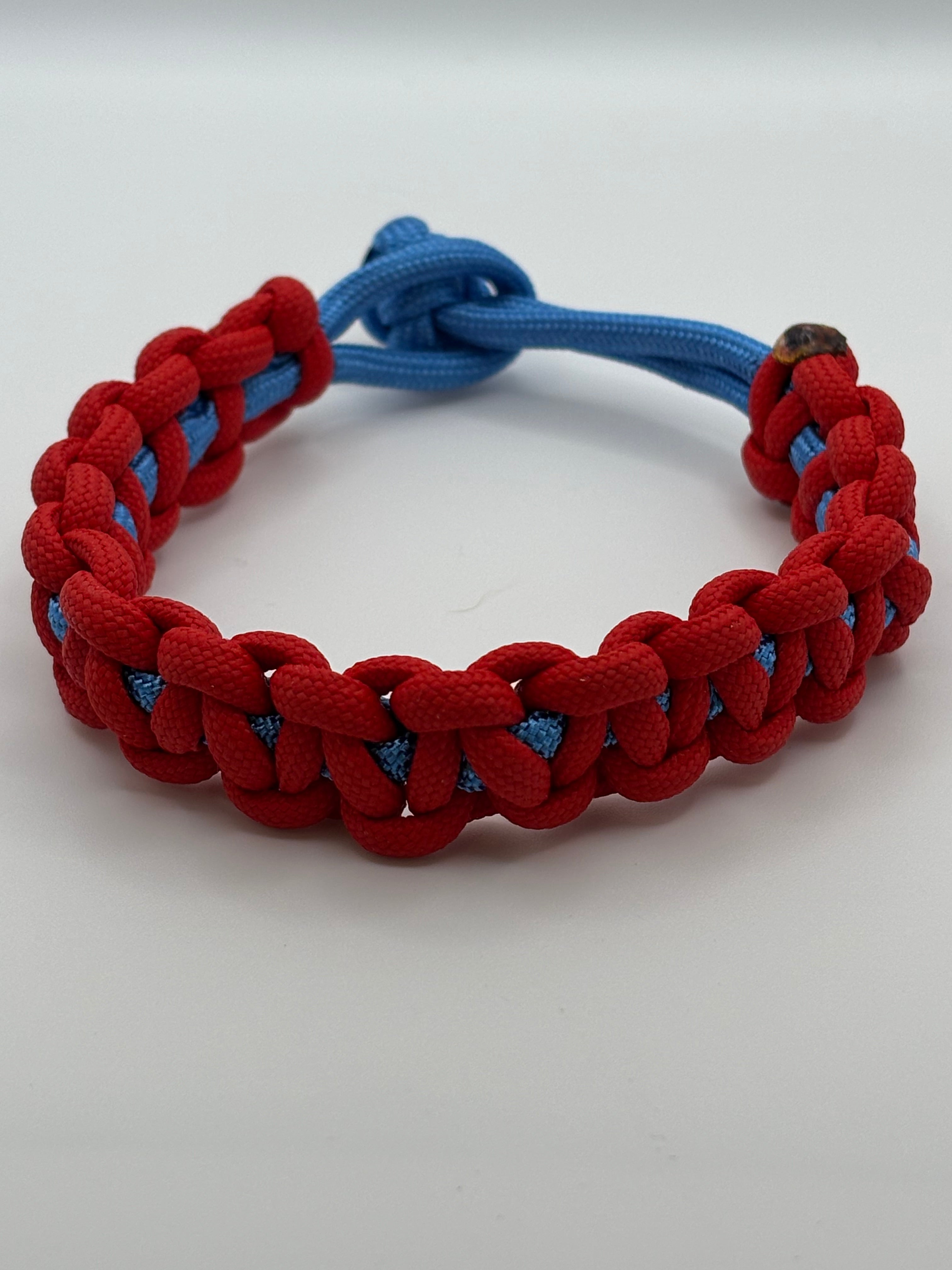 Handmade Adjustable Cobra Knot Paracord Bracelet (Red/Blue) image 0