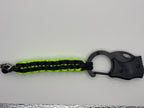 Square Knot Knife Paracord Keychain with Skull Pendant – Black & Neon Green image 1