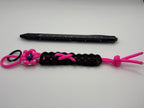 Handmade Pink Ribbon Flower Paracord Keychain image 2